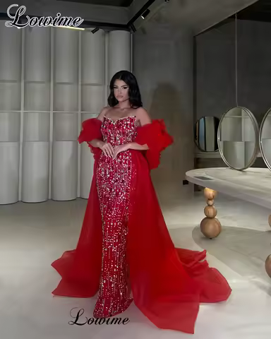 Luxury Heavy Handmade Sewing Evening Dresses Mermaid Crystals Sweetheart Prom Dresses Celebrity Dress Robes De Soir&eacute;e Customized