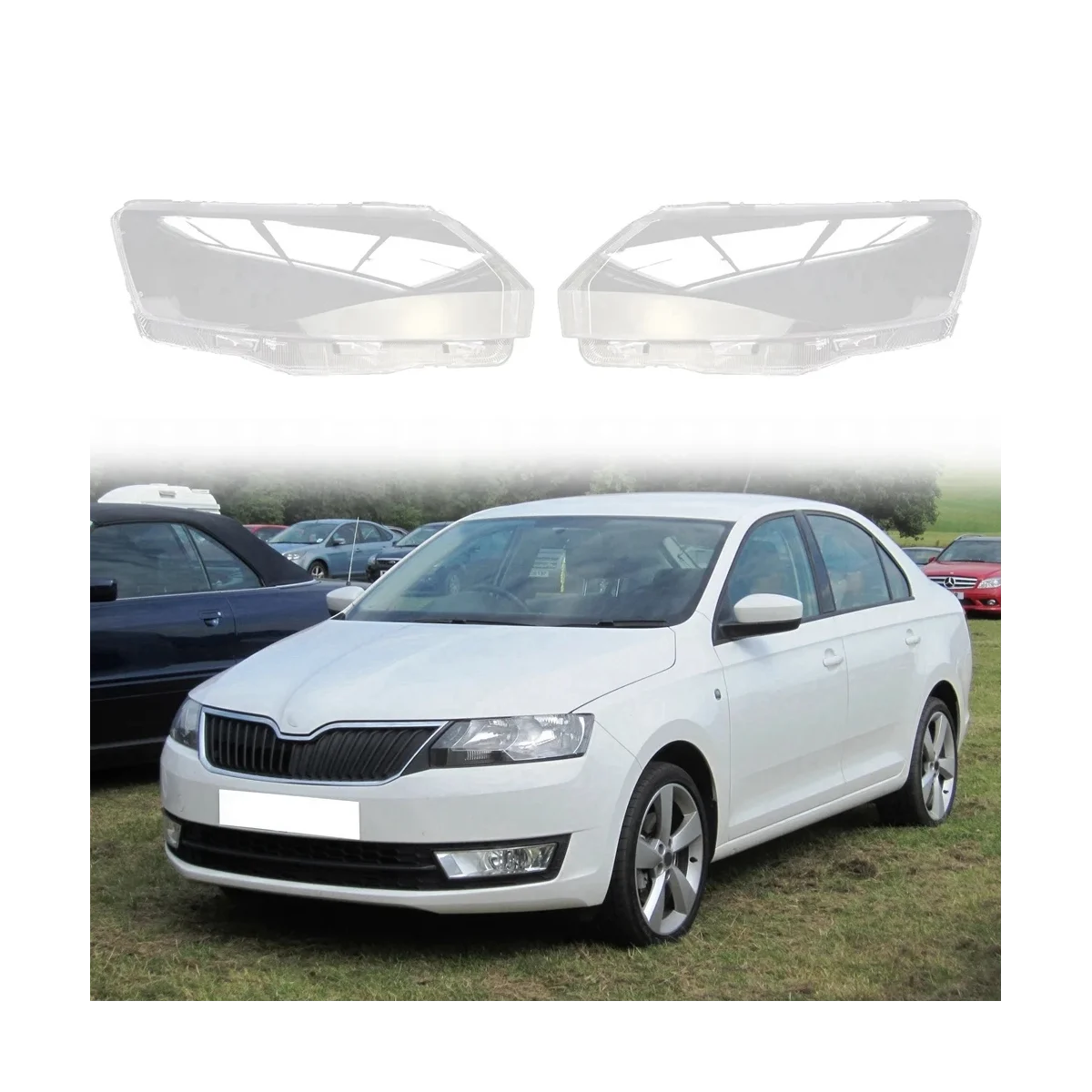 

Car Front Headlight Glass Head Light Transparent Lampshade Lamp Shell Auto Lens Cover Styling for Skoda Rapid 2013-2016