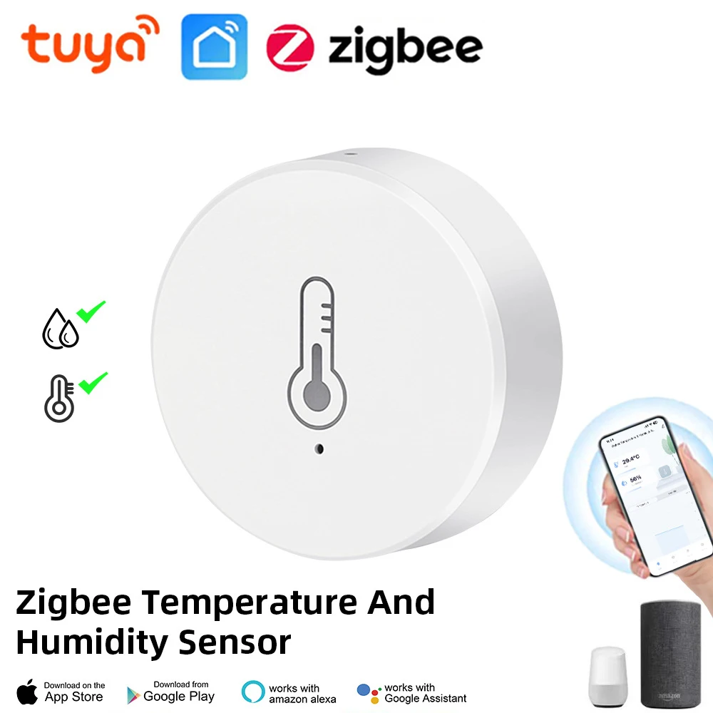 

Tuya Smart Zigbee Temperature Humidity Sensor Indoor Hygrometer Controller Monitoring Smart Life App Work with Alexa Google Home