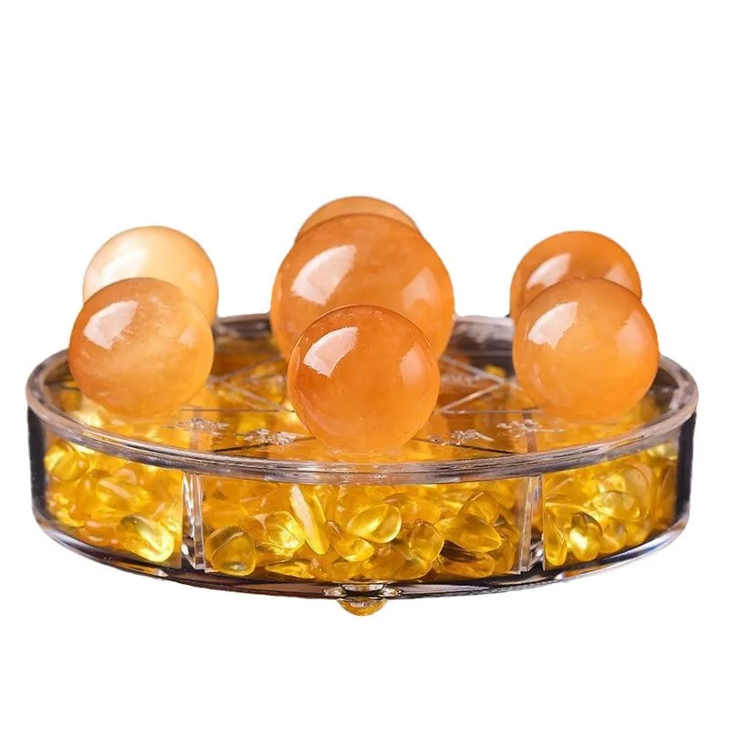 Natural Citrine Crystal Ball Seven Star Array Wealth Bowl Office Decoration Opening Gift Home Entryway Decor Craft