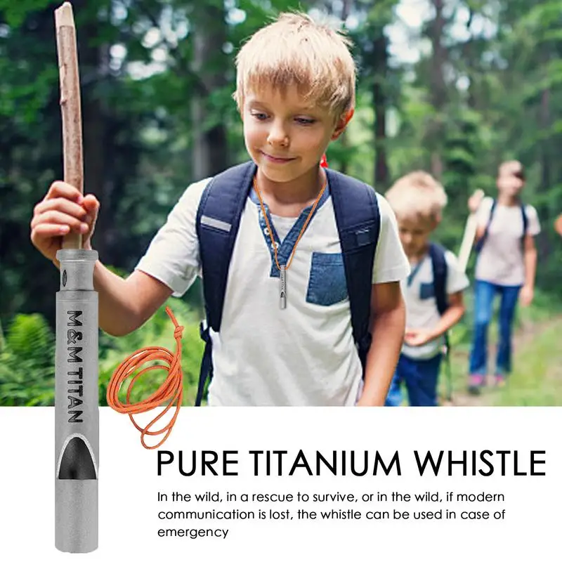 Hiking Titanium Whistle Titanium High Decibel Survival Whistle With Rope Portable Multifunctional High Frequency Outdoor