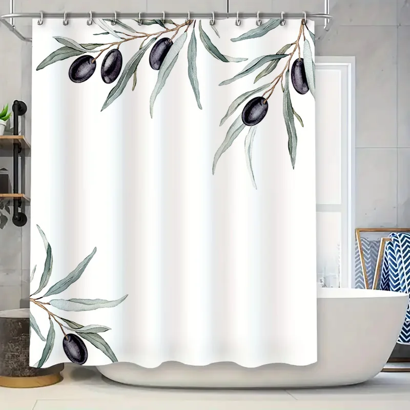 

Роскошная занавеска для душа с оливковой веткой, белый акварельный дизайн для декора ванной комнаты, современный домашний декор, идеальная идея для подарка