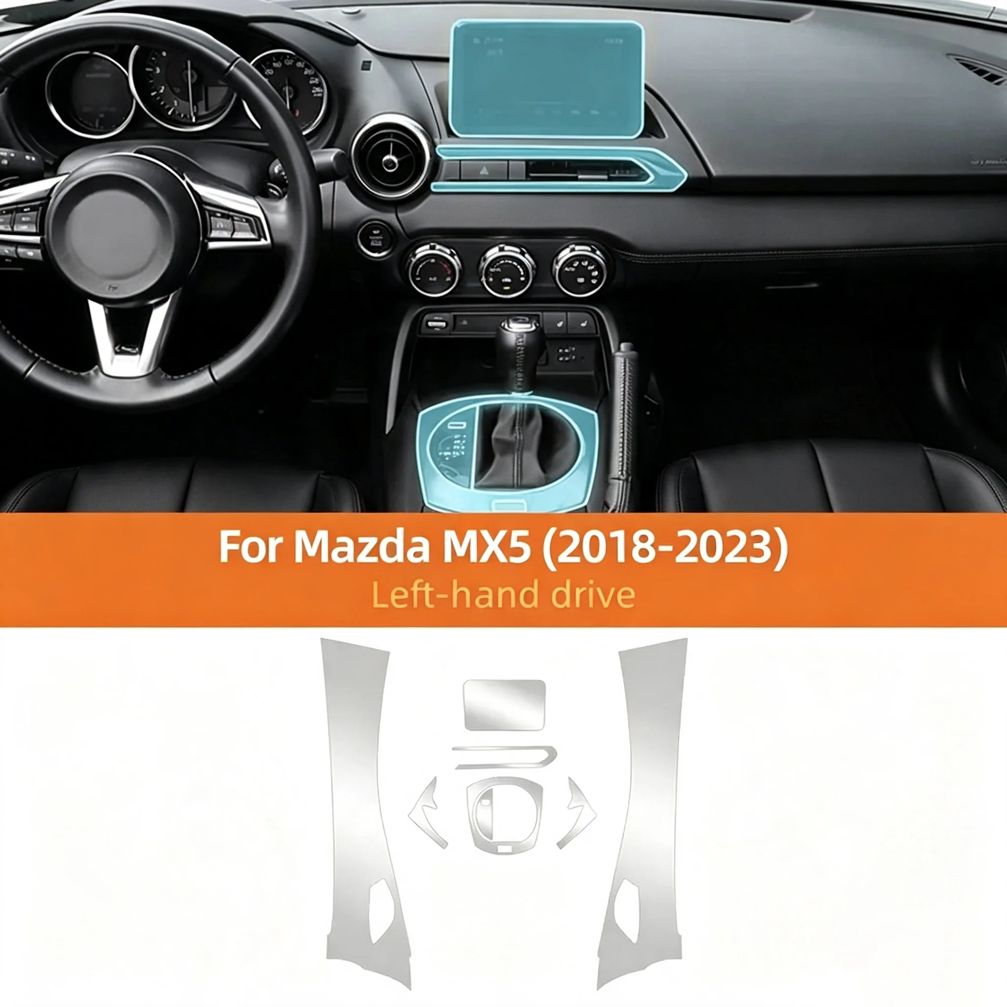 TPU Paint Transparent Protection Film For Mazda MX5 2022 2023 Car Interior Console Scratch PPF Anti-scratch Protection Film