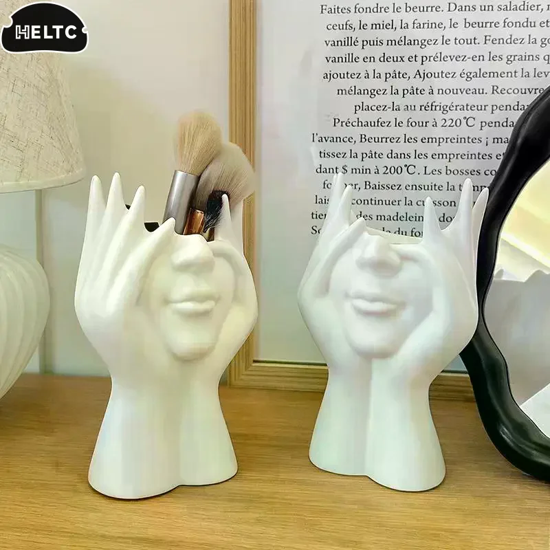 Black, White Vinyl Figure Storage Holders Creative Human Body Art Styling Office Organizers Multifunctional Makeup Brush Holder