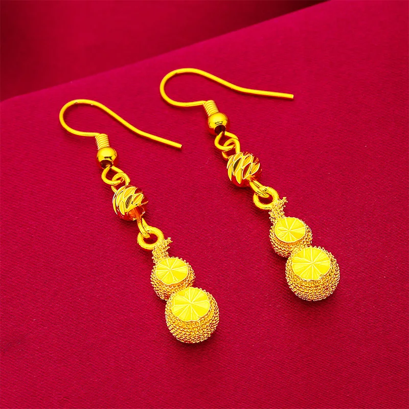 UMQ 2024 New Vietnam Placer Gold Women's Gourd Fashion Minimalism Earrings Holiday Gift for Girlfriend