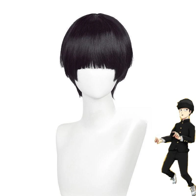 Anime Mob Psycho 100 Protagonist Wig Cover Man Daily Clothing Match Straight Bangs Pot Lid Head Mob Character Modeling Wig