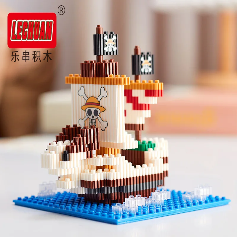 One Piece Piratenschiff Thousand Sunny Mikro-Bausteine Linkgo Polortang Going Merry Modell Verbindungs-Mini-Bausteine Figuren Spielzeug – Detail 4