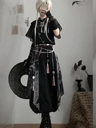Cos Dress And Personal Adornment National Style Antiquities Suspenders T-shirt Lantern Pants Suit Cosplay