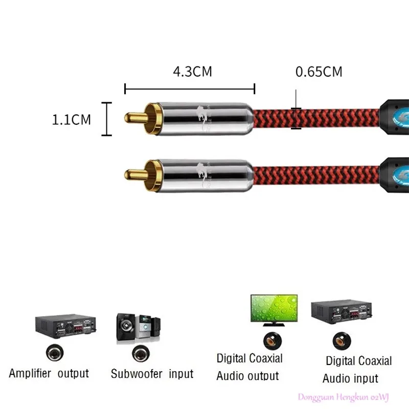 

RCA Male to Male Digital Coaxial Audio Cable For Amplifier Home Theater Hi-Fi System HDTV DVD Set-top Box Subwoofer Cords