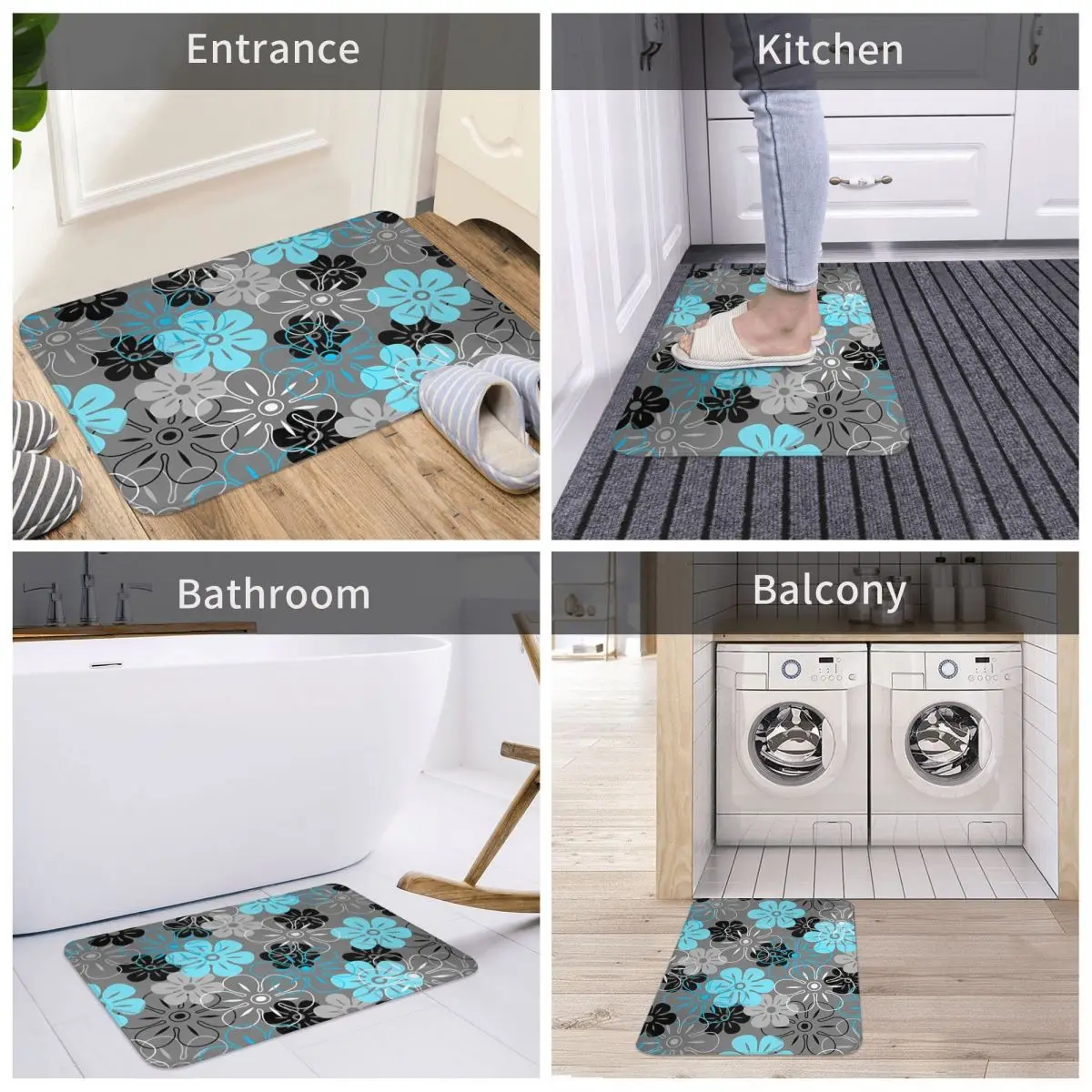 Hawaiian Motif Anti-Slip Doormat Living Room Mat Flower Rain Hallway Carpet Entrance Door Rug Bedroom Decorative