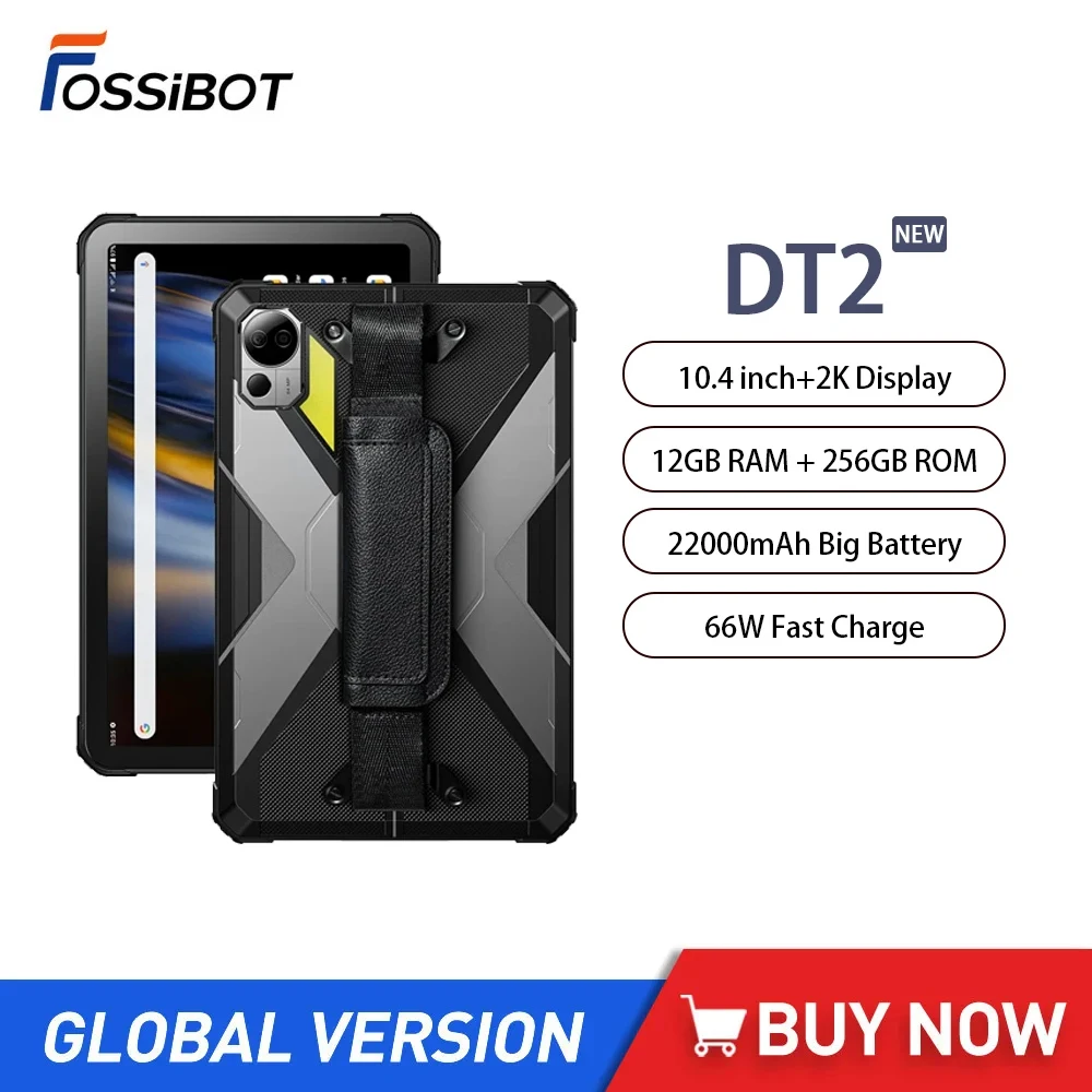 New FOSSiBOT DT2 Rugged Tablet Pad Octa Core 20GB+256GB Android 13 Pad 10.4 Inch 22000mAh Battery 4G LTE Tablet 66W Fast Charge