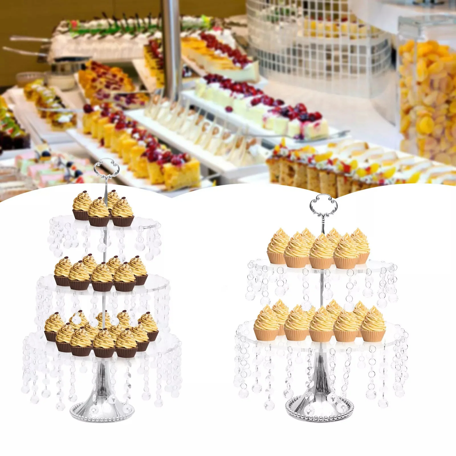 Cake Stand Dessert Wedding Birthday Party Display Cupcake Plate 2/3-Tier Crystal