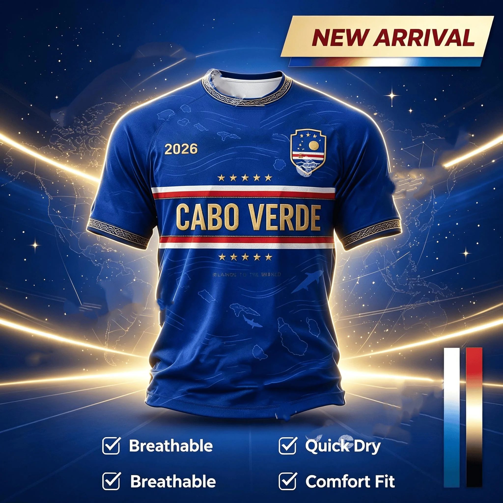 2027 Cabo Verde 3D Printed Football Jersey Family Matching T-shirt Suitable For Daily And Training Wear Quick Drying Sweatshirt