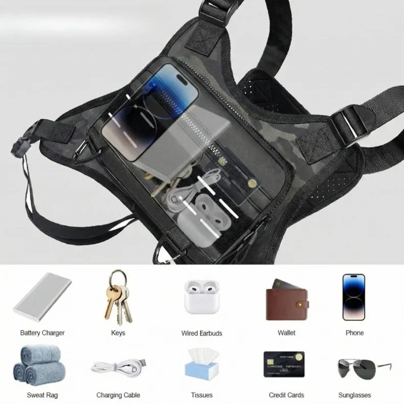 Sports Chest Bag Lightweight Waterproof Tactical Molle Hiking Camping Vest Bag Outdoor Hiking Travel Multifunctional Storage Bag image 15