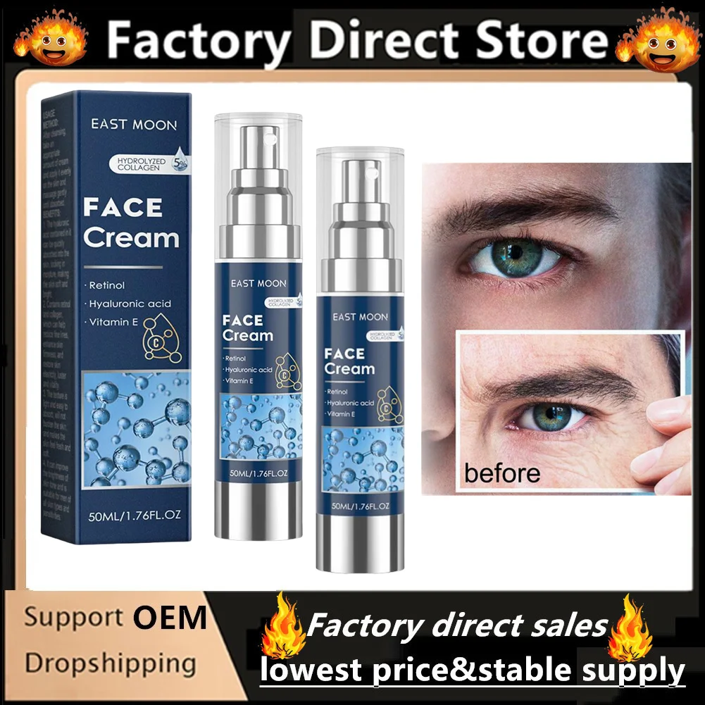 

2PCS 6-in-1 Men Collagen Facial Cream Moisturizing Hydrating Revitalizing Skin Care Face Cream Anti-Aging & Anti-Wrinkle