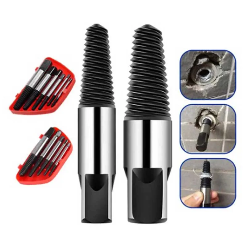 5PCS/6PCS Broken Damaged Screwdriver Extractor Drill Bit Set Carbon Steel Double Side Screw Pull Center Drill Bits