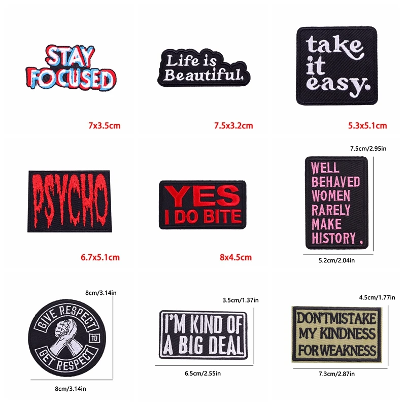 10PCS Cartoon Letter Slogan Patch Positive/Humorous Text Patch Iron On Patches For Clothing Thermoadhesive Patches For Clothes