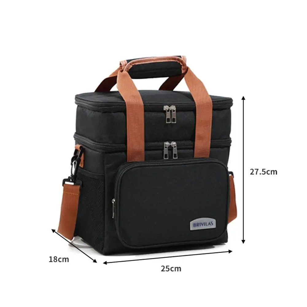 Double Layer Thermal Lunch Bag Large Capacity Picnic Box Meal Pouch Food Insulated Cooler Delivery Bags for Women Men Kids