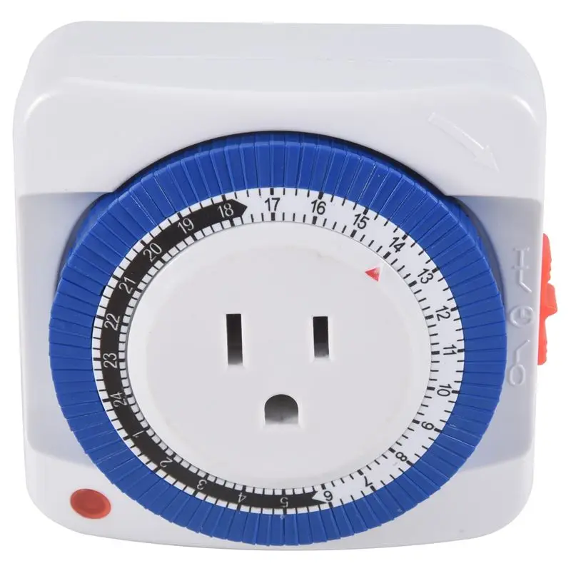DT19-24 Hour Timer Socket Mechanical Program Timer Switch Socket 125V Wall Outlet Protector Energy Saveing(US Plug)