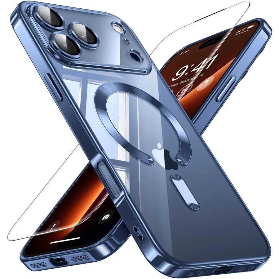 아이폰 17 프로 맥스용 반투명 보호 케이스, 풀 카메라 렌즈 보호 및 군사 등급 낙하 방지 기능 포함, 1X S 포함