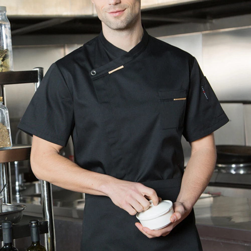 Unisex Koch Uniform Küche Hotel Cafe Koch Arbeits kleidung Kurzarmhemd Zweireiher Koch Jacke Tops für Mann Frauen