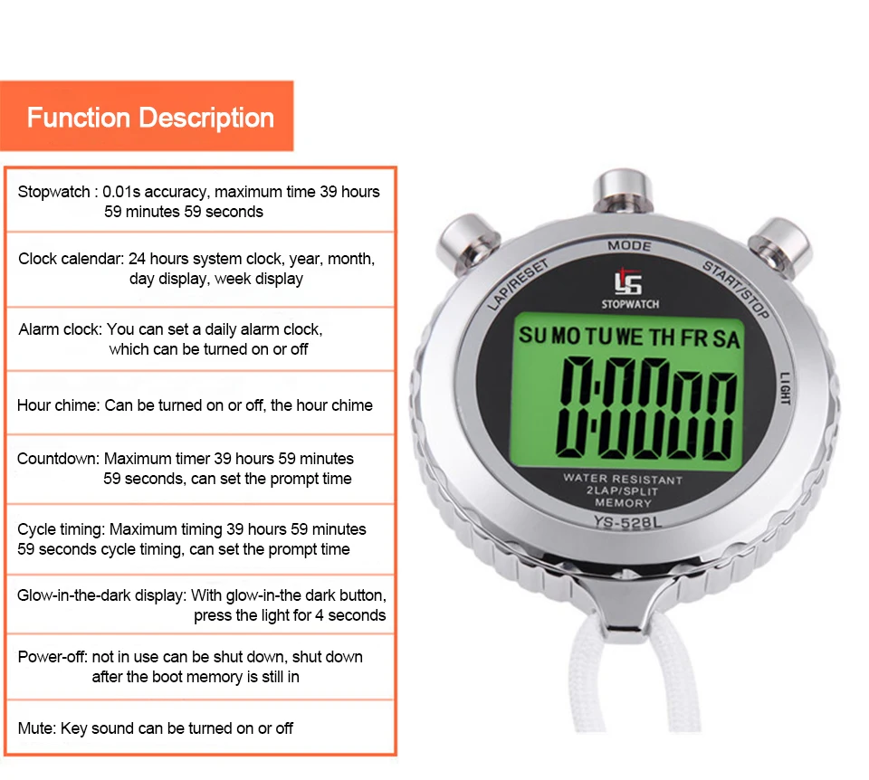 Digitaler Timer aus Metall, einreihige Stoppuhr, Lauftraining, Timer, 0,01 s, großer Bildschirm, Sport-Stoppuhr, professionelle Timing-Tools – Detail 5