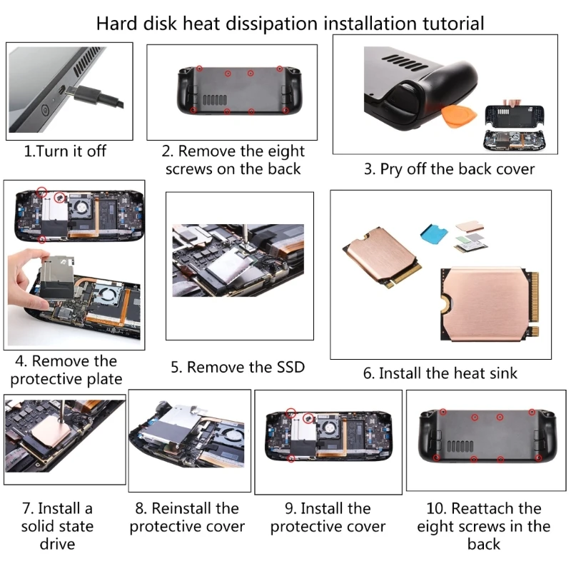 M.2 2230 SSD Heatsink M2 NVMe Solid-State Hard Disk Heat Sink for SteamDeck Game 2230 SSD Copper Radiator Pad