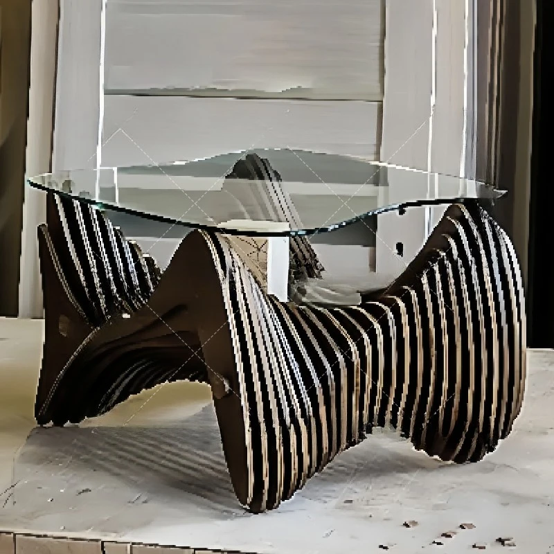 Solid wood sliced special-shaped coffee table villa apartment B & B hotel sales office office lobby creative creative