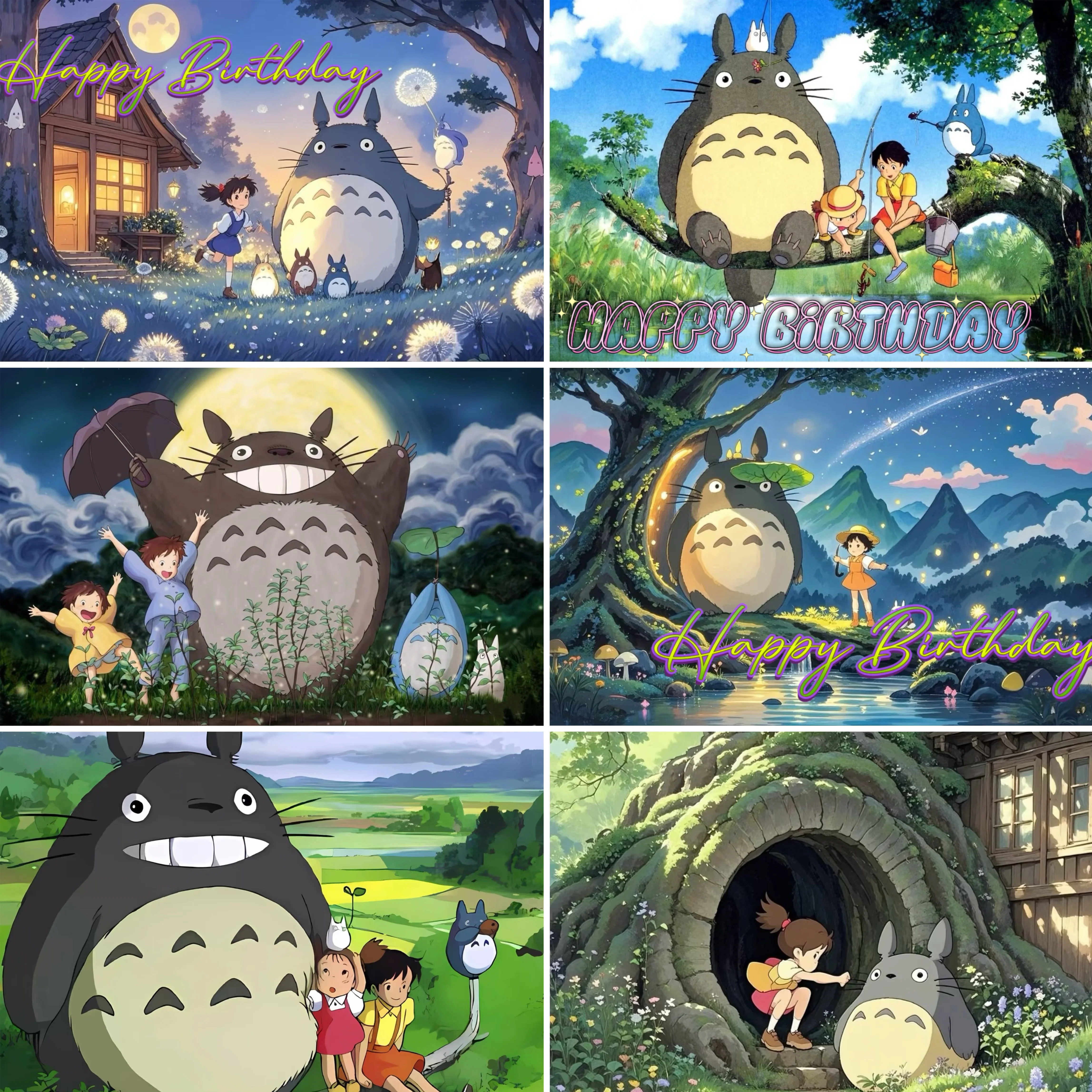 Fondo con tema de dibujos animados de Anime Totoroed, pancarta bonita para decoración de fiesta de cumpleaños para niños, regalos para niños, accesorios de fotografía