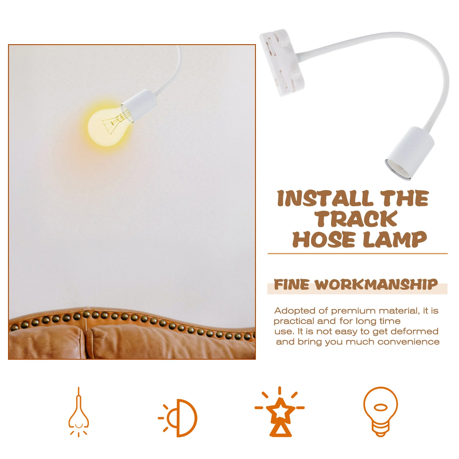 

E27 Track Lamp Head Bracket Flexible Track Lighting Fixtures Ceiling Arm Adjustable Spotlight for Living Room Dining Commercial