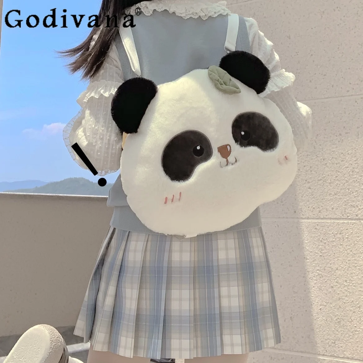 

Cute Giant Panda Plush Backpacks Girl Students Doll Jk Shoulder Bags Sweet Women Handbags Cartoon Anime College Schoolbag