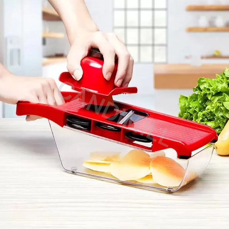 ที่ถอดออกได้เครื่องตัดผัก6ใบมีดสแตนเลส Bladeing คู่มือ Peeler Dicer คอนเทนเนอร์