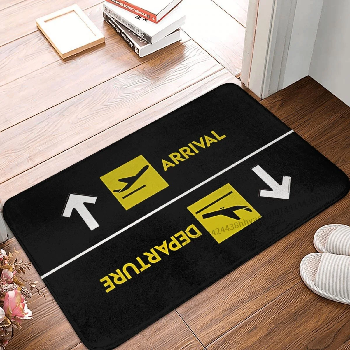 Airplane Airport Sign Bathroom Mat Aviation Departures Arrivals Doormat Kitchen Carpet Outdoor Rug Home Decoration