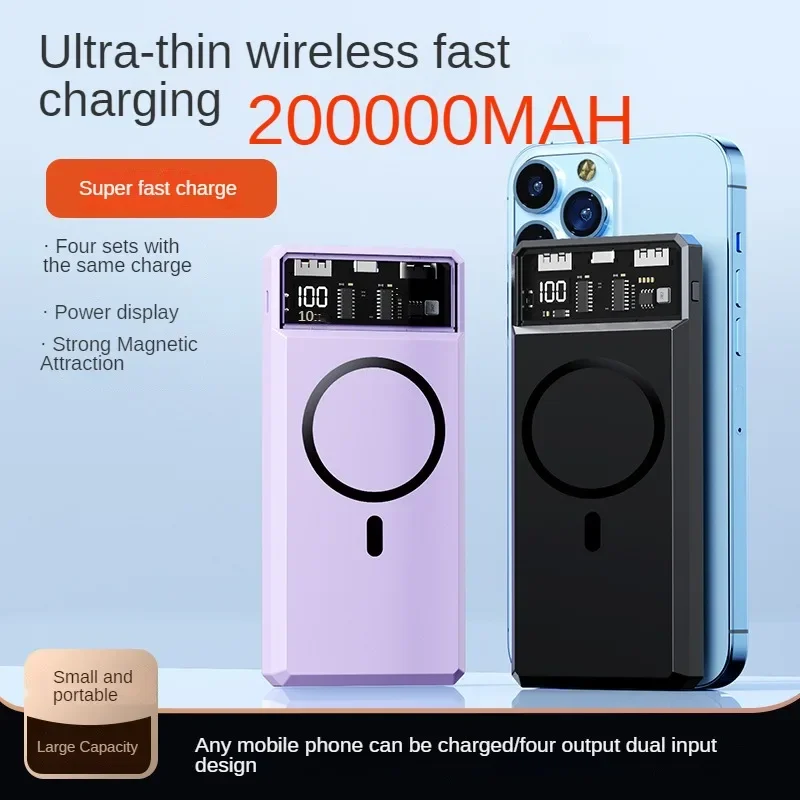 BCAK  Mobile Power 20000MAH 10000MAH New Punk Style Wireless Fast Charging Power Bank Supply Ultra-thin and Large Capacity