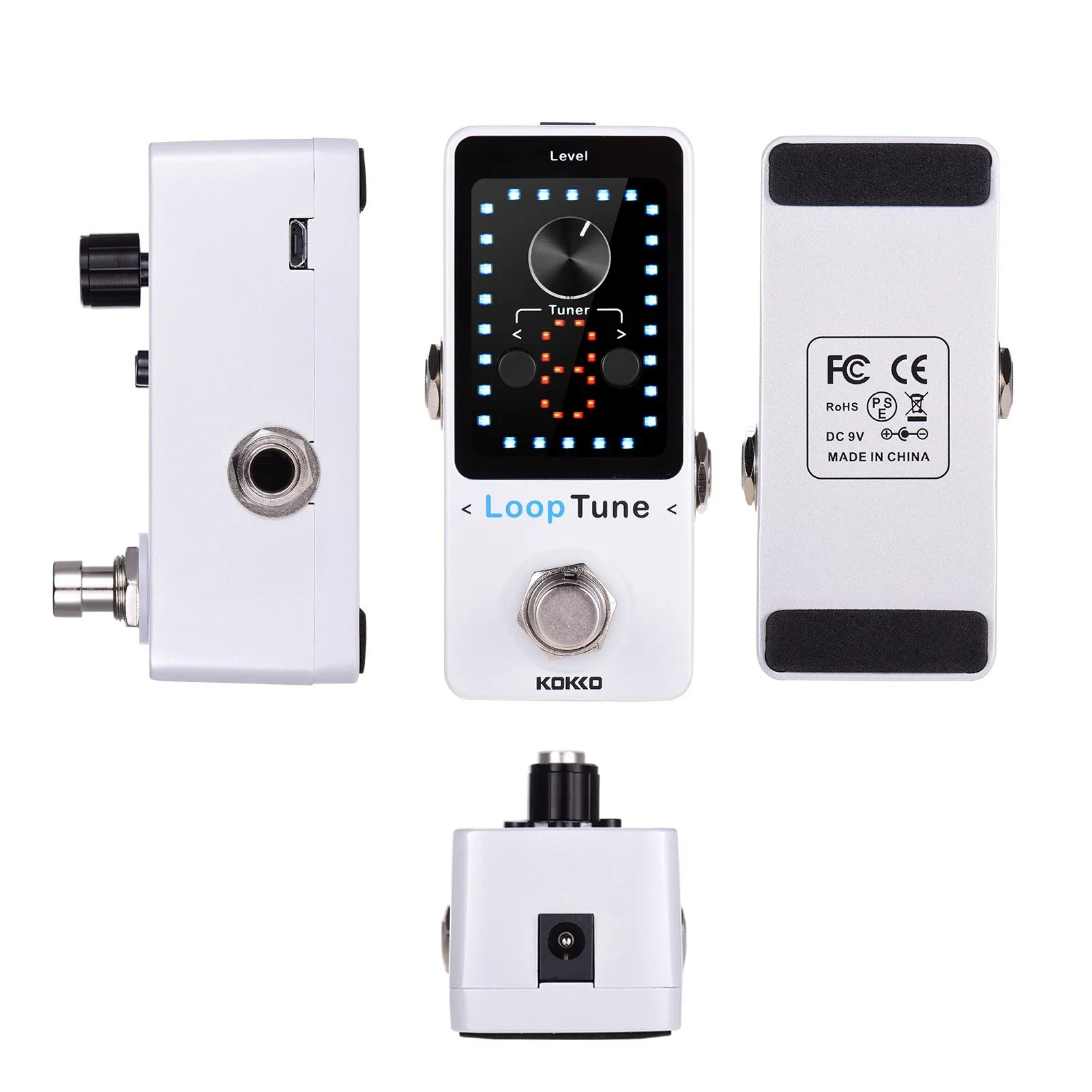 تأثيرات صغيرة موالف البتلة 9 حلقات عالية الدقة شاشة LED تأثيرات الجيتار البتلة مع كابل USB لباس الجيتار الكهربائي