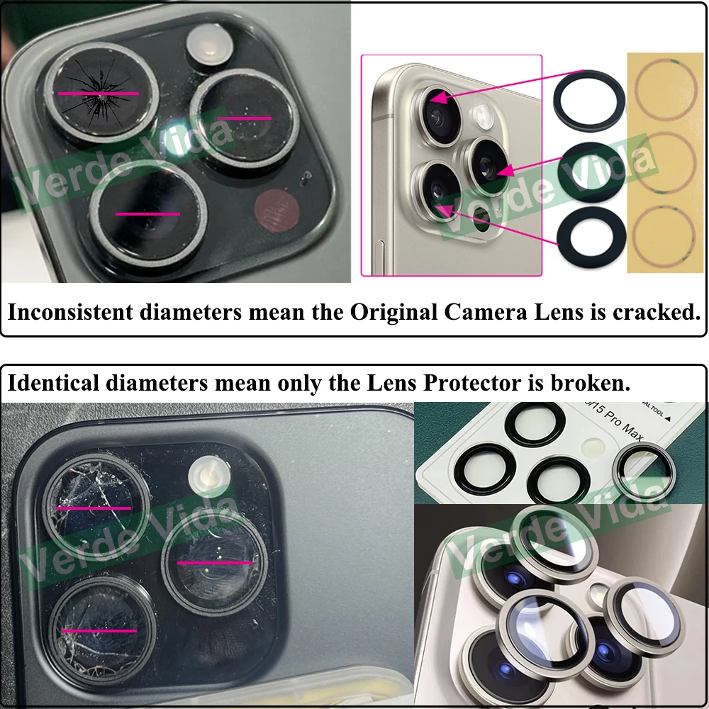 Original Back Camera Glass Replacement for iPhone 16 15 14 Pro Max 12 13 Mini 15 Plus Broken Camera Lens Repair Kits view 2