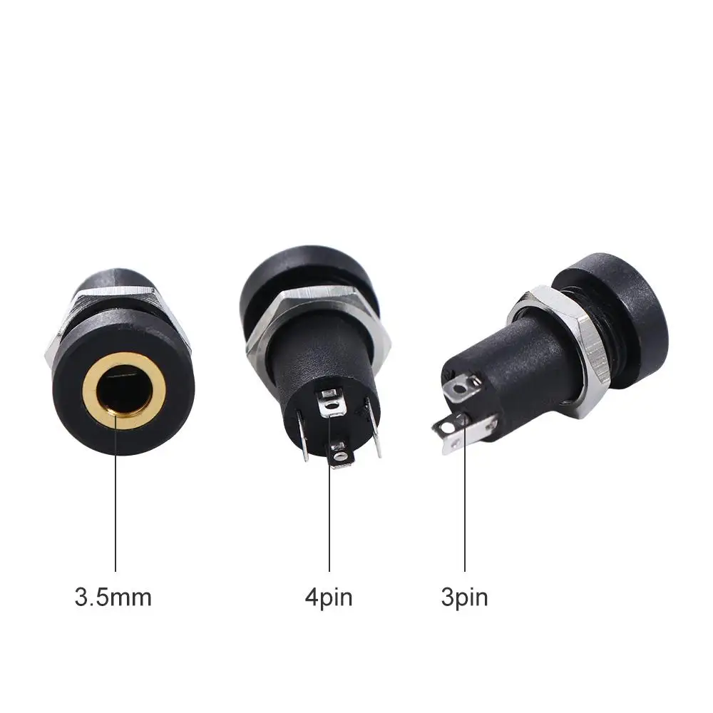 

Audio Connector DC Socket Threaded 3 Pole Equipped With Nuts Headphone Jack Earphone Socket 3.5MM Audio Jack PJ392A Socket