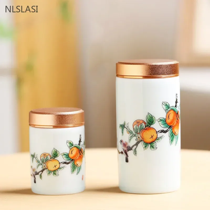 60/130ml Handmade Ceramic Spice Jar Sealed Candy Storage Tank with Cover Ceramic Coffee Containers Portable Travel Tea Box