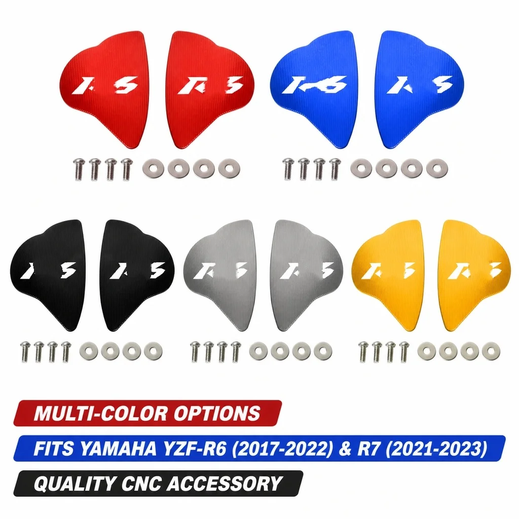 CNC Mirror Base Cover For Yamaha YZF R6 2017-2022 YZF R7, Motorcycle Rearview Mirror Decorative Protection Cap