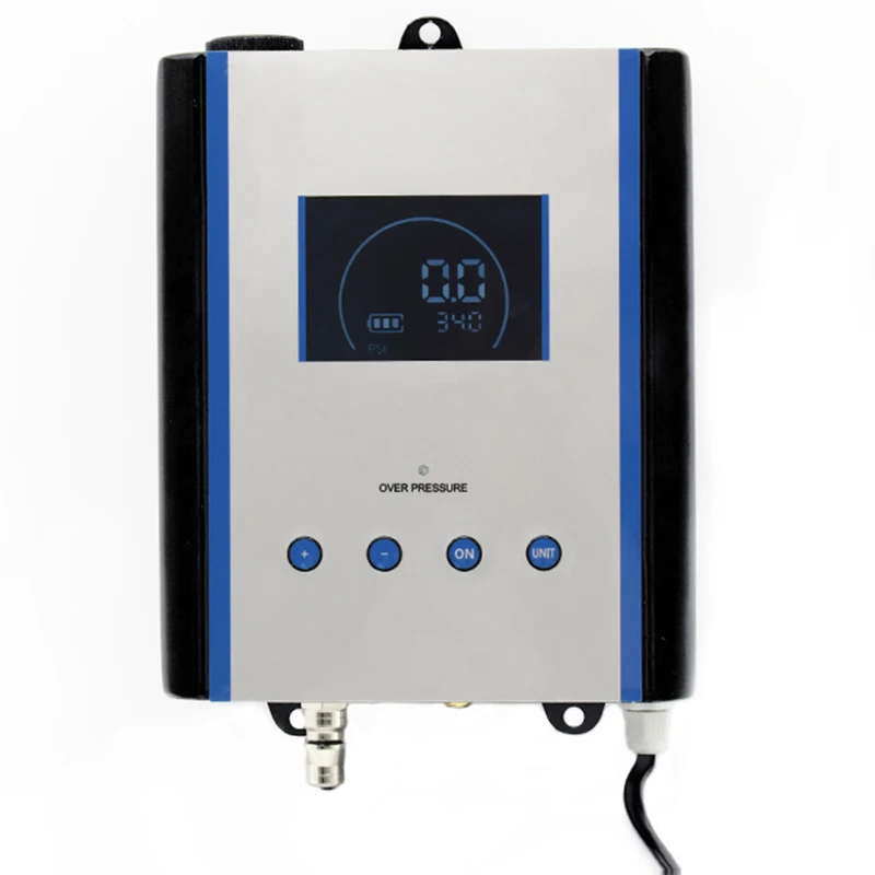 

Fully automatic tire inflator with preset pressure for automatic inflation and deflation. Electric household tire inflator with