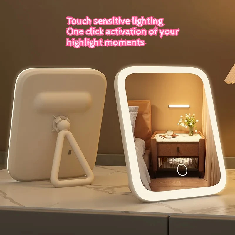

New Popular High-quality Touch Controlled 3-color LED Light Makeup Mirror Portable USB Charging Bedroom Vanity Mirror