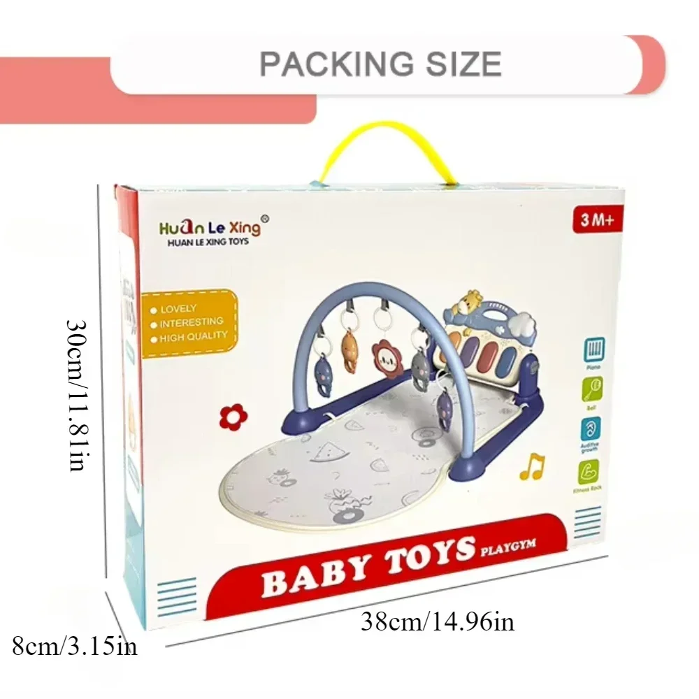 กิจกรรมเด็กเสื่อยิมเปียโนสัตว์ Rattle ของเล่น, ดนตรีเด็ก Gyms Play Mat กิจกรรมเกมผ้าห่มของเล่นสําหรับเด็กวัยหัดเดินทารก