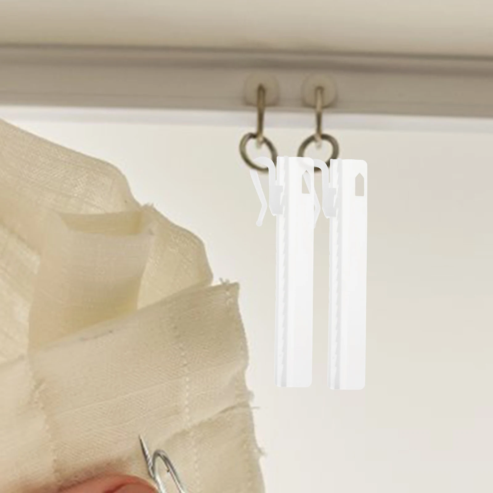 

50pcs Adjustable Curtain Hooks Sturdy Plastic Drapes Hook Home Window Accessories For Sheer Pleated Drapes