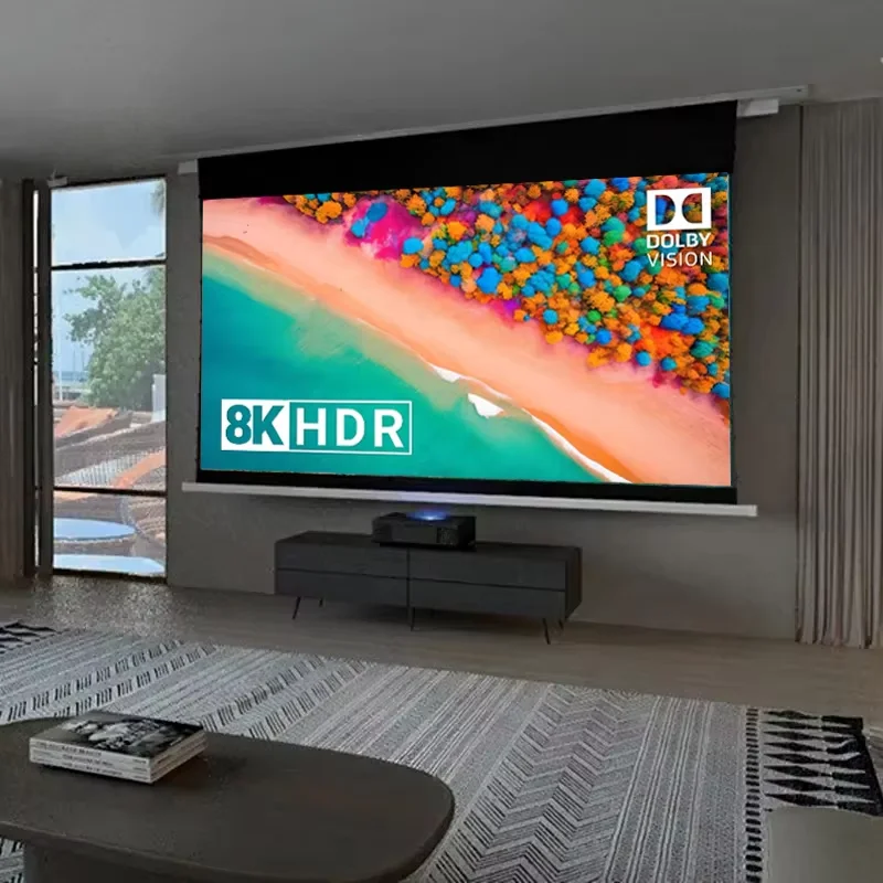 

New T Prism Concealed AI Smart In-Ceiling Projector Screen ALR Motorized Upgraded Ceiling Recessed Projection Screen