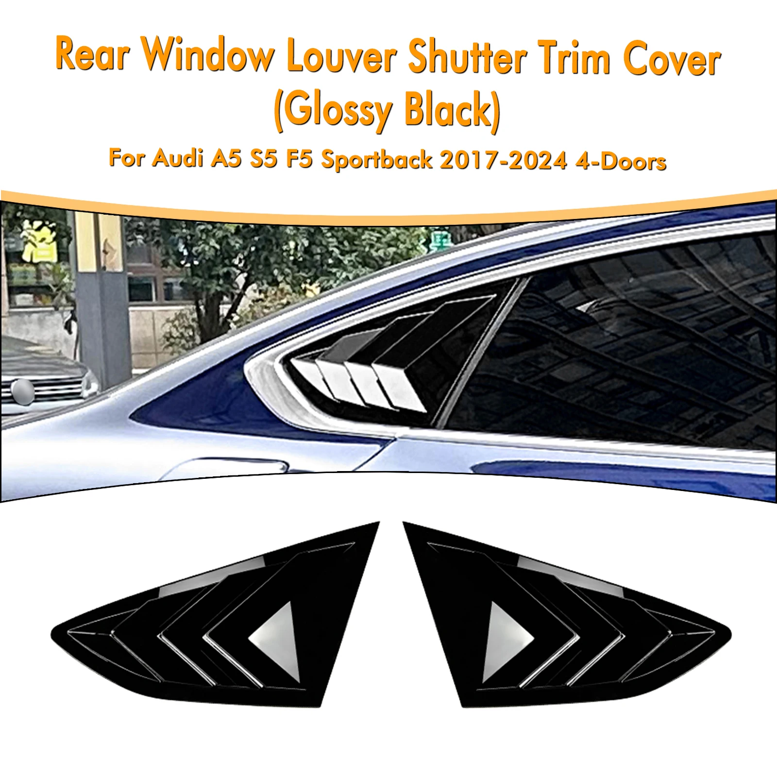 Car Rear Window Side Vent Shutter Louver Cover For Audi A5 S5 F5 Sportback 4 Door 2017-2024