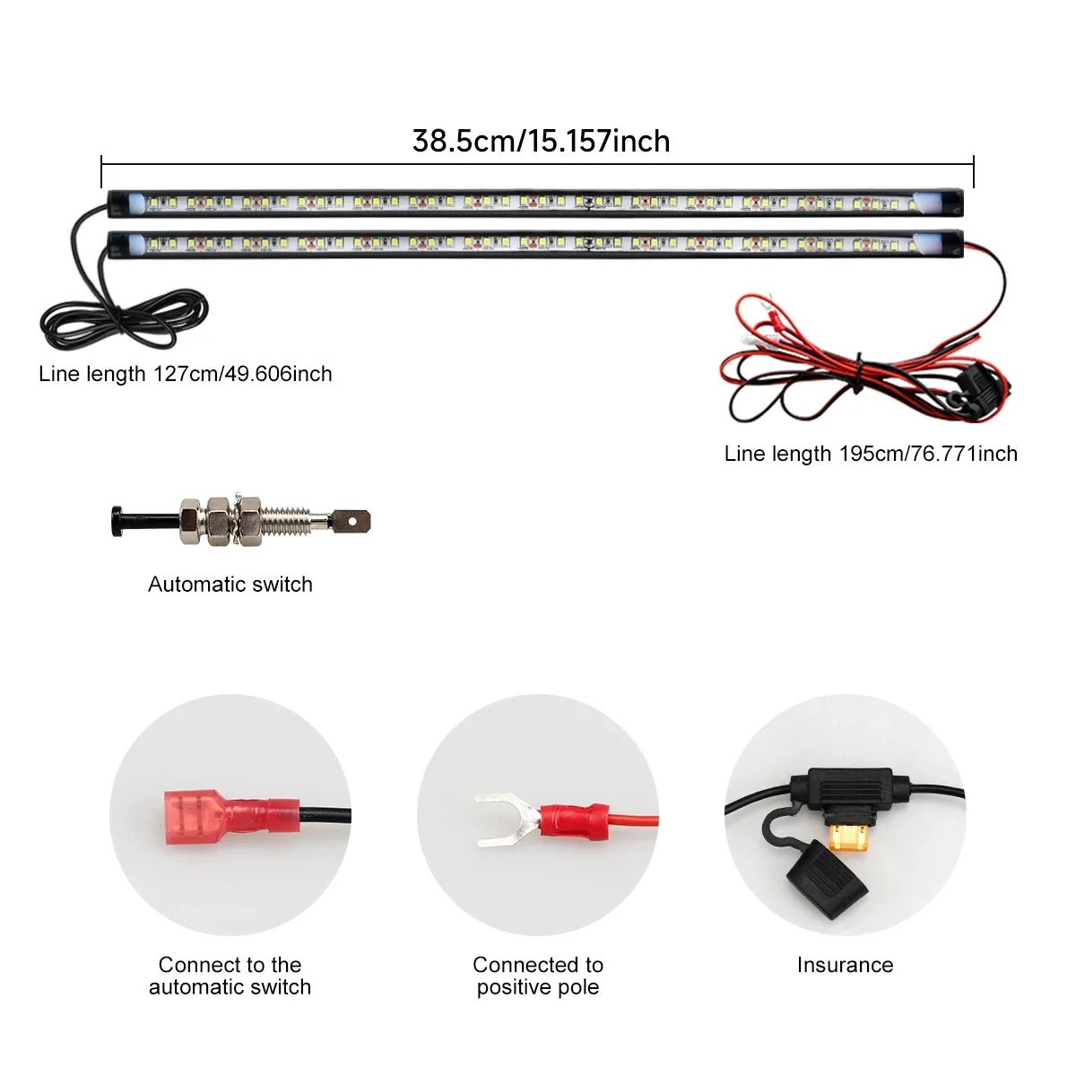 Kit di ispezione del lavoro con striscia di luce bianca super luminosa impermeabile universale 2 in 1 per illuminazione sotto il cofano dell'auto 12V adatto a qualsiasi veicolo