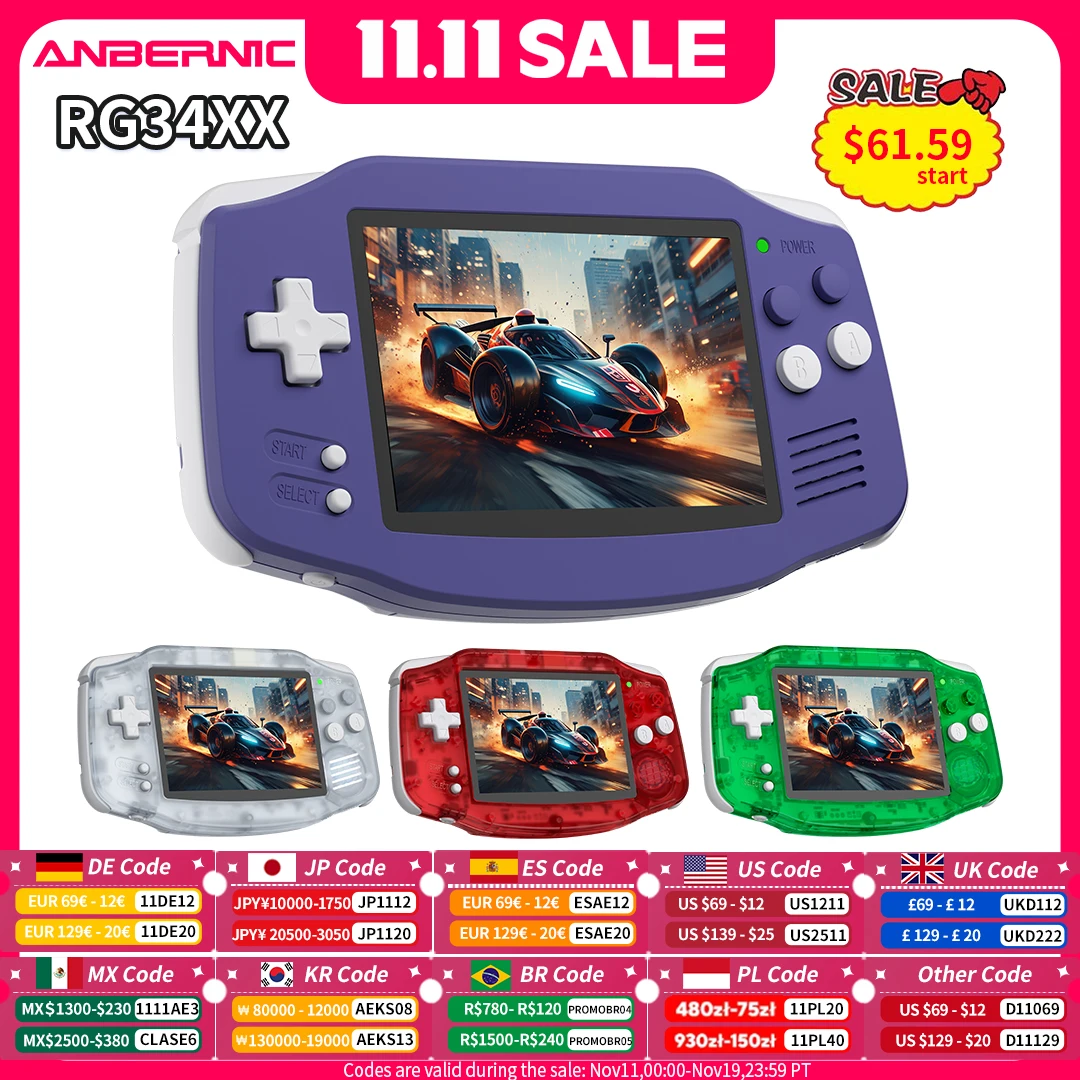 Портативная игровая консоль ANBERNIC RG 34XX, 3,4-дюймовый IPS, экран 720*480, Linux, 64-битный, 3500 мАч, Bluetooth RG34XX, ретро-игровые плееры