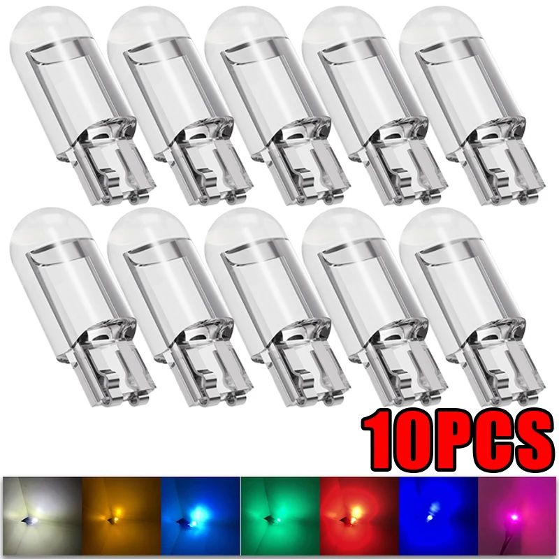 10Pcs T10 Car Light COB Glass 6000K White License Plate Lamp Dome Read DRL LED Bulb Style 12V Led Light for Auto Accessories