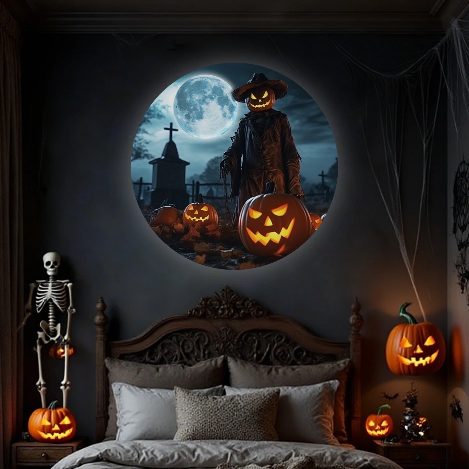 Halloween moon pumpkin projection lamp, multi-angle adjustable rotation, USB interface electronic lamp, Halloween lamp lighting