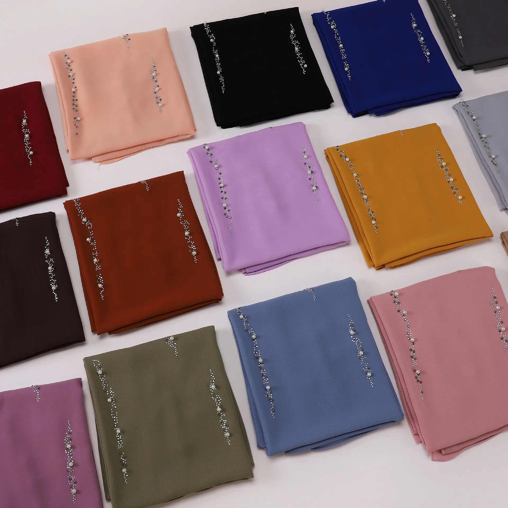 

Новый шифоновый длинный шарф с бисером, Малайзийский платок, мусульманский хиджаб, женские шали с запахом, банданы, повязка на голову, Bufanda, платок, Turbante Mujer